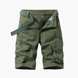 Herren Baumwoll-Cargo-Shorts mit Taschen und Gürtel – Dunkelgrün