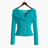 Kenny – Gerippter Knopf-Cardigan – Blau