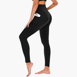 Damen Leggings mit Leopardenmuster und hohem Bund aus Stretchmaterial – Schwarz