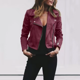 Marielle – Kurze Jacke aus Wildleder – Burgunderrot