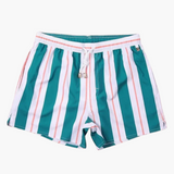 Gestreifte Herren-Badeshorts - mit Tunnelzug und Seitentaschen – Dunkelgrün