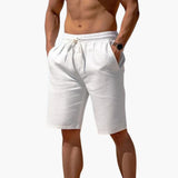 Herren Leinen Shorts mit Kordelzug für den Sommer – Weiß