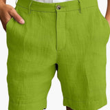 Herren Sommer Shorts mit geradem Bein und Umschlagsaum – Grün