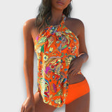 Lunelle – Tie-Dye-Badeanzug mit Trägern – Orange