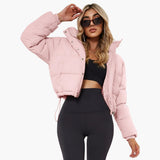 Damenkurze Jacke mit Kapuze und Reißverschluss – Rosa