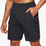 Herren Cargo Shorts mit Reißverschlusstaschen und Ripstop-Gewebe – Schwarz