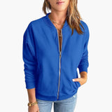 Bomber Übergangsjacke mit Reißverschluss für Damen – Blau