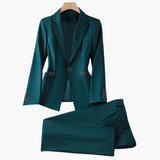 Elegantes Damen Blazer-Ensemble mit Hose - Klassisches Design – Grün