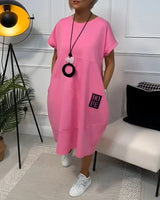Jocelyn – Bequemes Freizeitkleid Mit Tasche – Rosa