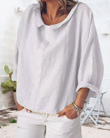 Aletheia – Elegante Bluse aus Baumwollleine – Weiß