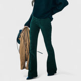 Arava - Cordhose Mit Ausgestelltem Bein – Grün