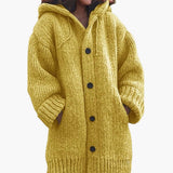 Langer Kapuzen Cardigan für Damen – Gelb