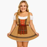 Dirndl kleid mit Spitzendetails für Damen - Oktoberfest 2025 – Khaki