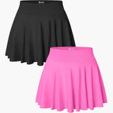 Damen Minirock 2er-Pack mit hoher Taille und Stretchbund – Schwarz Rose