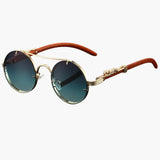 Damen Sonnenbrille mit Rundgläsern und UV-Schutz für alle Jahreszeiten – Grau Grün