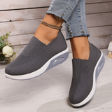 Hermina - Damen Slip-On Sneaker mit Strickstruktur – Grau