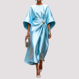 Kay - Elegantes Wickel-Midikleid – Hellblau