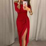 Cristy - Schickes schulterfreies Damenkleid – Rot