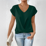 Velanie - Lockeres V-Ausschnitt-Shirt – Grün