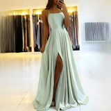 Shamcy - Stilvolles langes Kleid mit Schlitz – Hellgrün