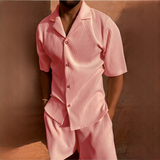 Junmar - Herren-Set mit Hemd und Shorts, lässig – Rose
