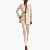Elegantes Damen Blazer-Ensemble - Taillierter Schnitt mit Hose – Aprikosenweiß