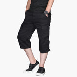 Herren 3/4 Cargohose mit Taschen für Frühling und Sommer – Schwarz