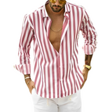 Roldan - Herren-Sommerhemd mit Streifenmuster – Rosa