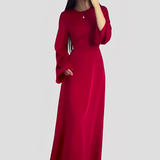 Rebecca - Lässiges langes Kleid für Damen – Rot