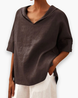 Damen Luftige Elegante Bluse | Sommer Blusen – Dunkel-Braun
