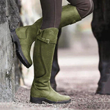 Damen Winter Stiefel | Kniehoch Reitstil mit Schnalle – Grün