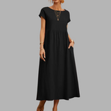 Frieda | Elegantes Maxikleid mit Sommerkomfort – Schwarz
