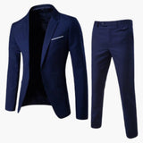 Herren Sommer Anzug Zweiteiler mit Revers und Flatfront Hose – Navy