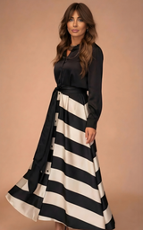 Zivara - gestreiftes Maxikleid mit weicher Haptik – Schwarz