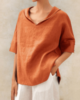 Marsica – Luftige Leinen Bluse Mit Lockerer Passform – Orange