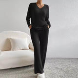 CLAIRE | GERIPPTES ZWEITEILIGES SET – Schwarz
