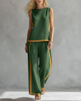 Soraya | Elegantes Set mit weitem Bein und lockerer Passform – Grün
