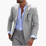 Herren Sommeranzug zweiteilig mit Nadelstreifen und Slim Fit – Grau 2