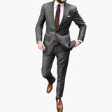 Herren Anzug zweiteilig mit Reverskragen und Slim Fit Hose – Grau