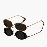 Damen Sonnenbrille mit runden Gläsern und UV-Schutz – Graugold
