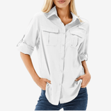 Atmungsaktive Wandershirt für Damen | Lange Ärmel – Weiß