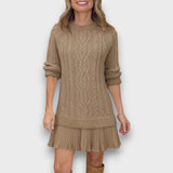 Valentina – Strickkleid mit Tüllsaum – Braun