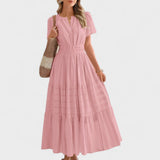 Maura - Sommerliches Maxikleid Mit kurzen Ärmeln – Rosa