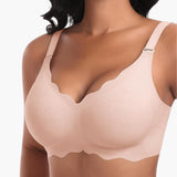 Nahtloser Damen BH ohne Bügel mit verstellbaren Trägern – Rosa-doppel Vorderwelle