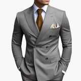 Herren Anzug zweiteilig mit Doppelreiher und Slim Fit Hose – Grau