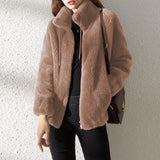 Damen Winterjacke mit Reißverschluss – Braun