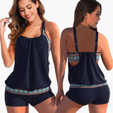 Tankini-Set für Damen - mit Bauchweg-Effekt und verstellbaren Trägern – Marineblau