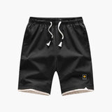 Herren Jogger Shorts mit Kordelzug und kontrastiertem Saum – Schwarz