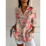 Lässig Button Down Hemd für Damen | Blumen Bedrucken – Mehrfarbig 1