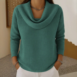 Danela – Eleganter Pullover Mit Wasserfallausschnitt – Grün